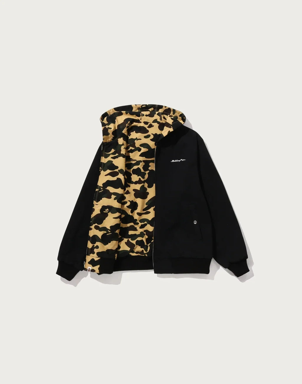 Men's Reversible Camouflage Zip Hoodie Jacket - Yellow