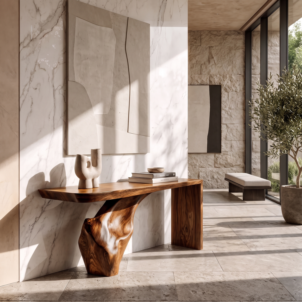 Organic Console Table Tree Root Base Design For Entryway Hallway