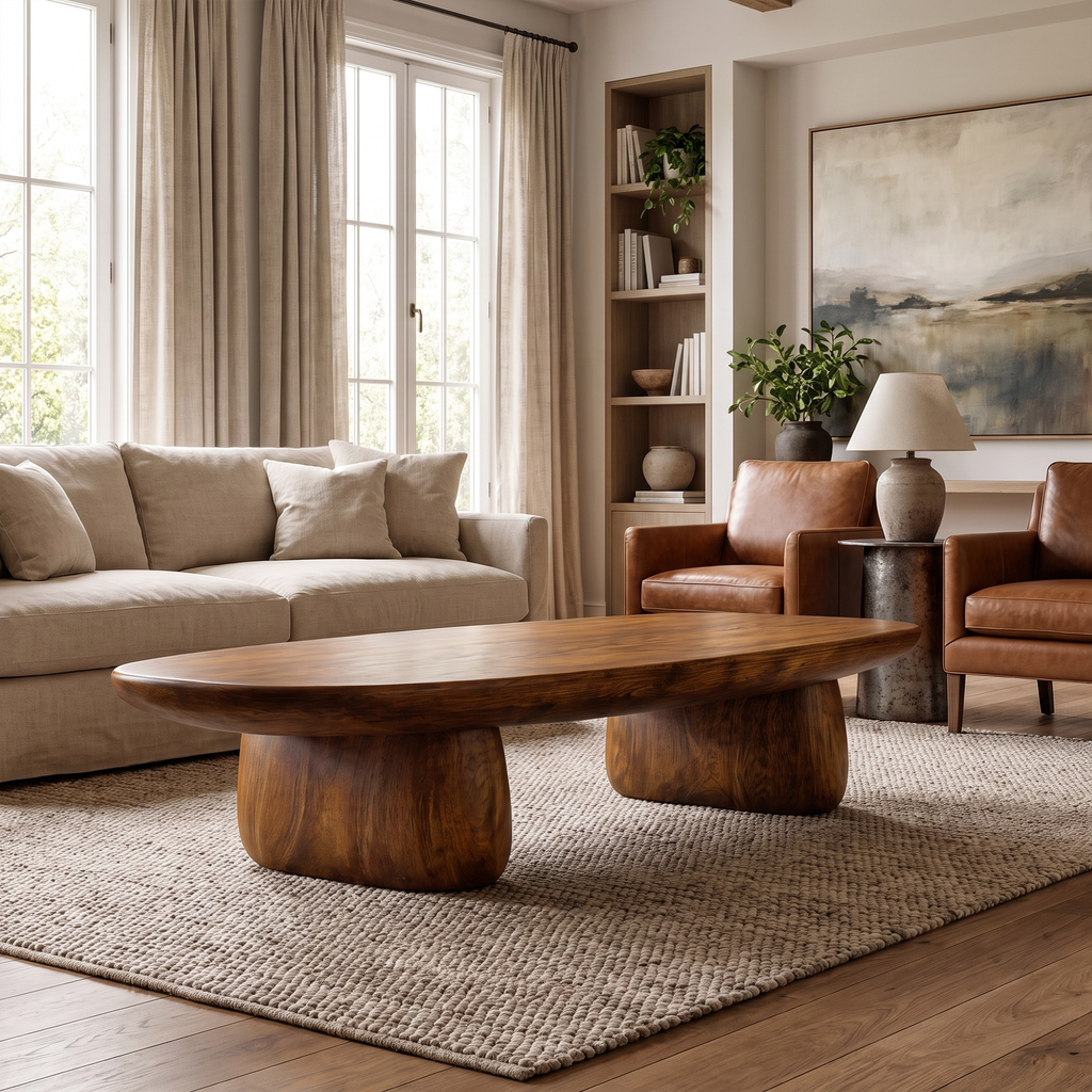 Contemporary Coffee Table With Artistic Column Form For Living Room And Lounge