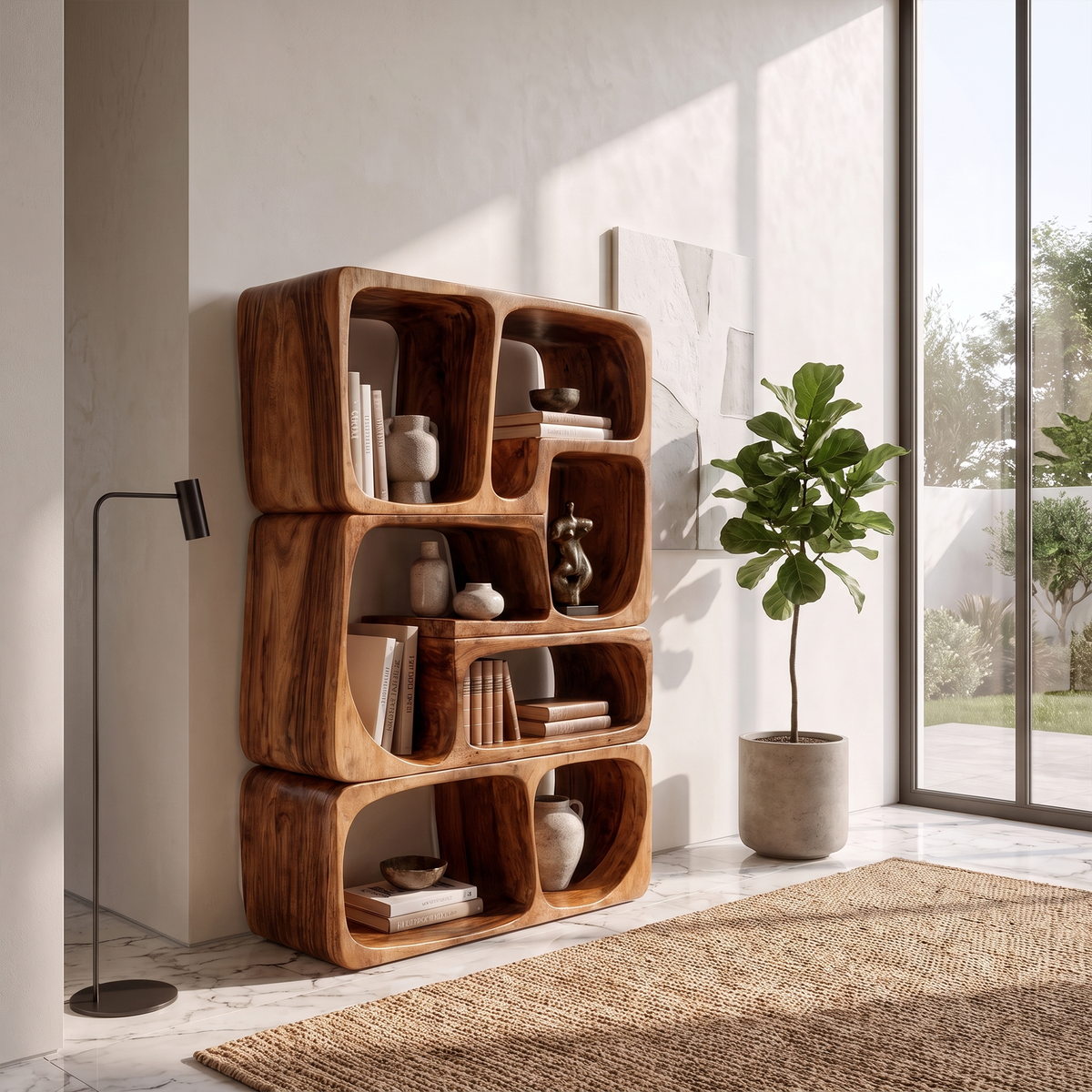 Mid Century Bookshelf Handcrafted Modular Shelves For Home Library