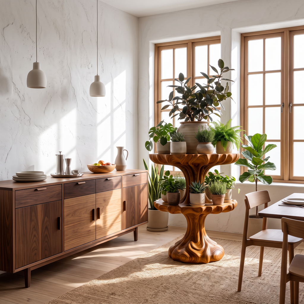 Natural Tree Plant Stand With Branch Inspired Design For Living Room And Sunroom