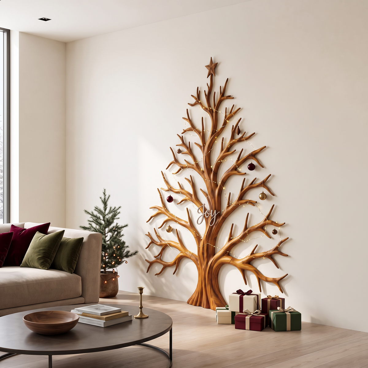 Contemporary Christmas Wall Decor With Artistic Tree Silhouette For Hallway