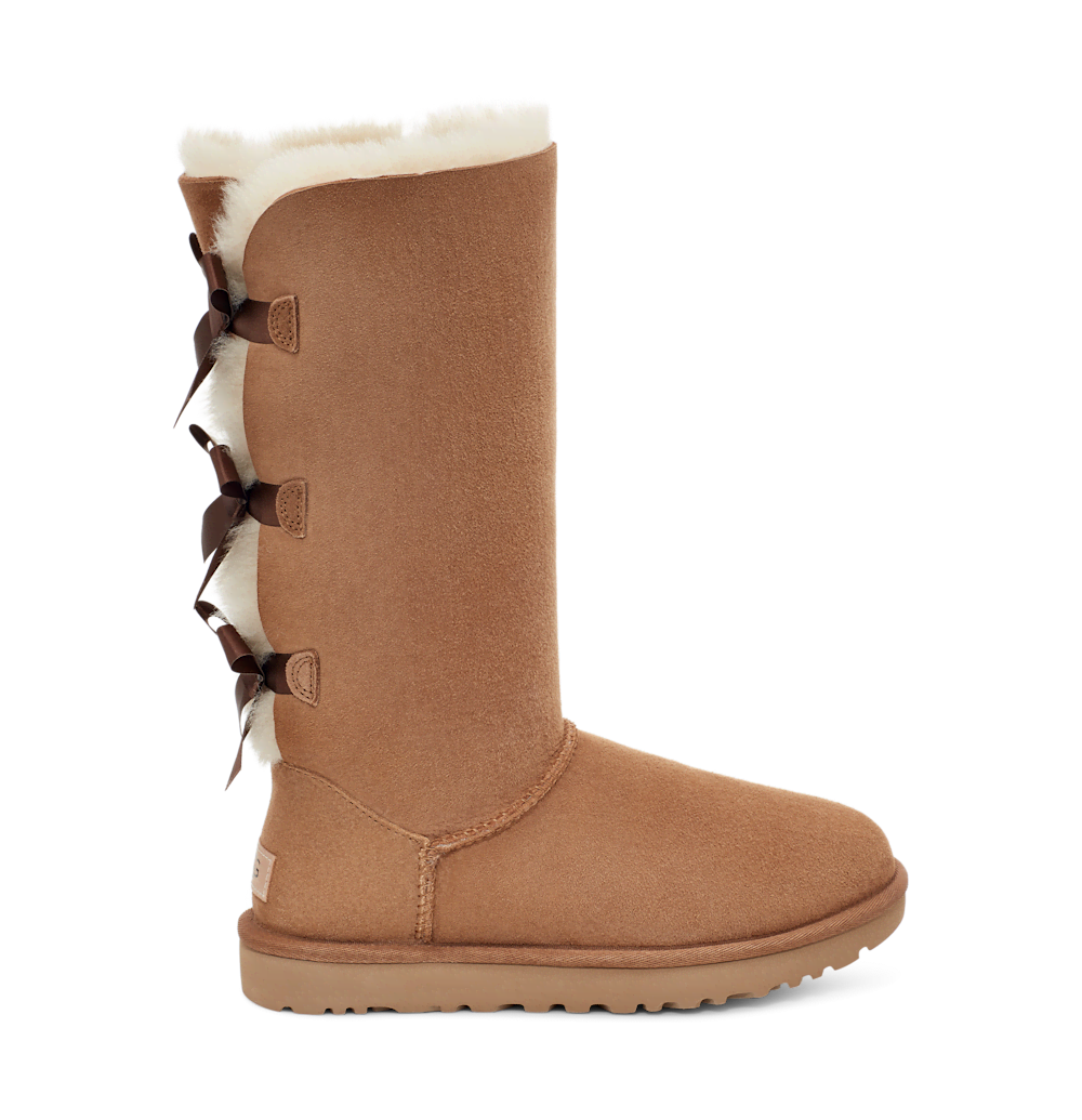 Women's Tall Sheepskin Bow Boot - Chestnut