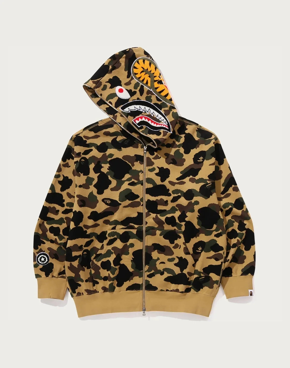 Relaxed Cotton Camo Full-Zip Hoodie - Yellow
