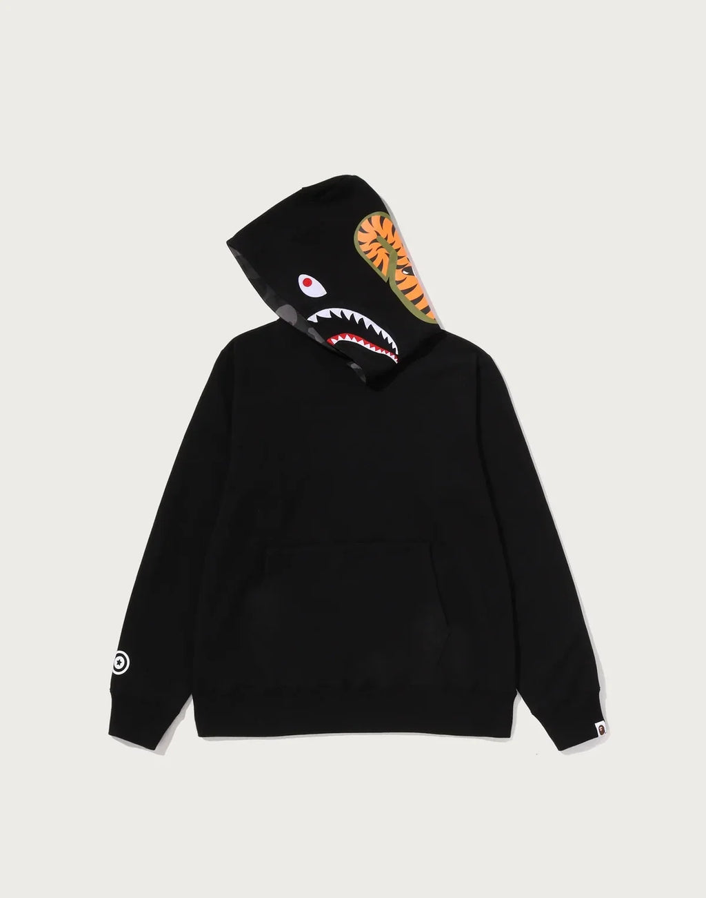 Camo Print Pullover Hoodie - Black
