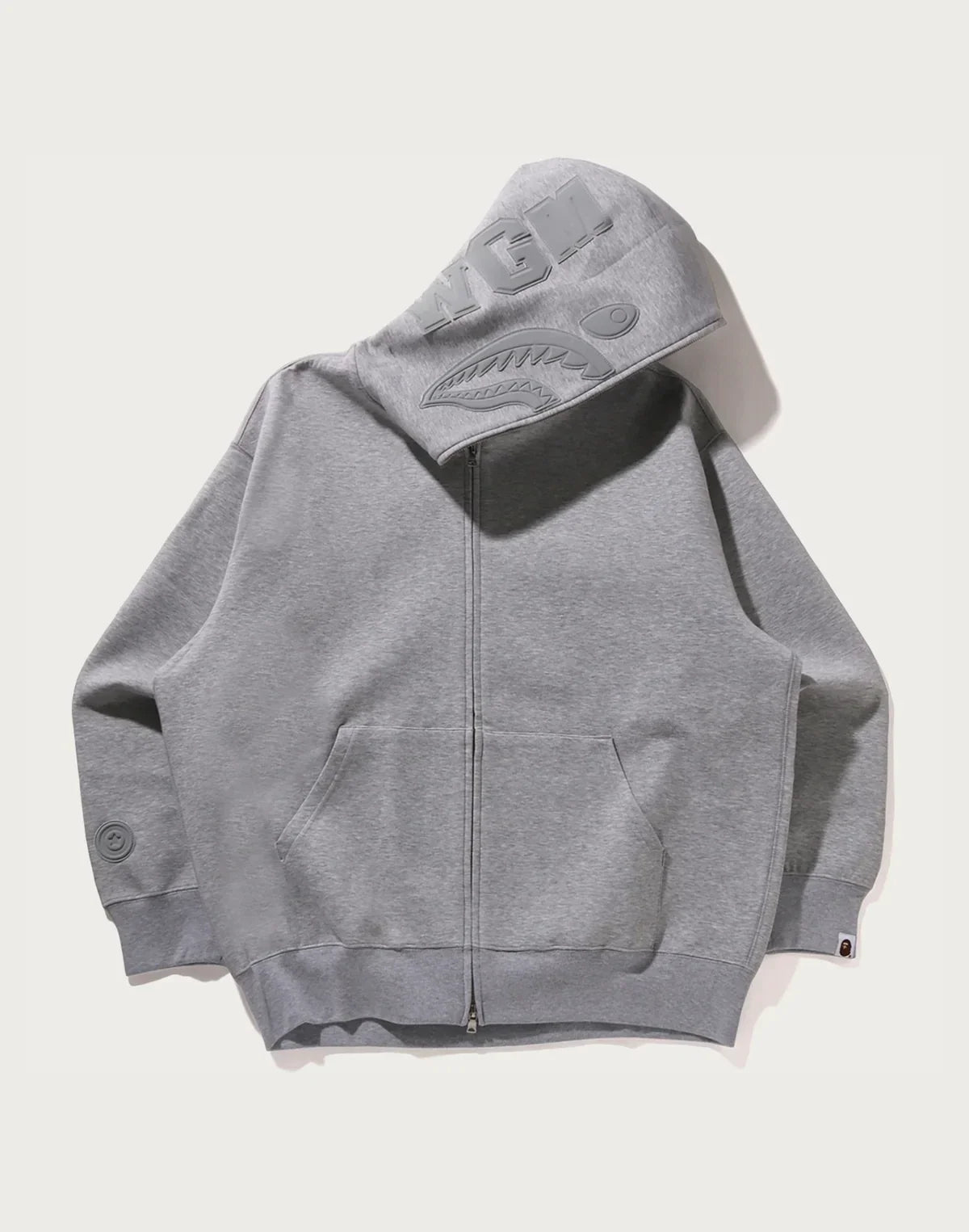 Relaxed Full-Zip Pattern Hoodie - Navy