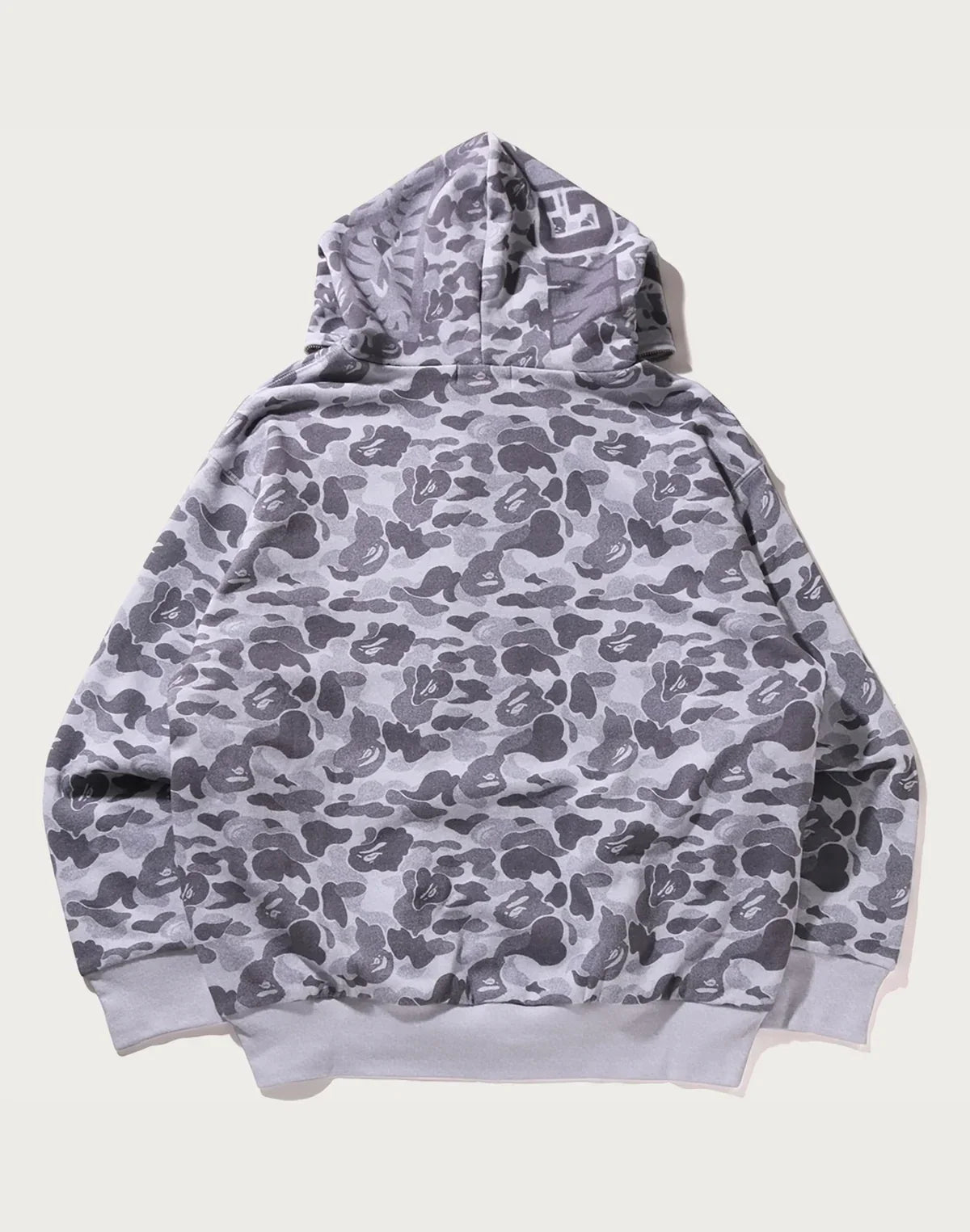 Relaxed Camo Print Full-Zip Hoodie - Black