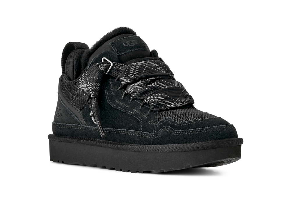 Women's Suede Mesh Lace-Up Sneaker - Black