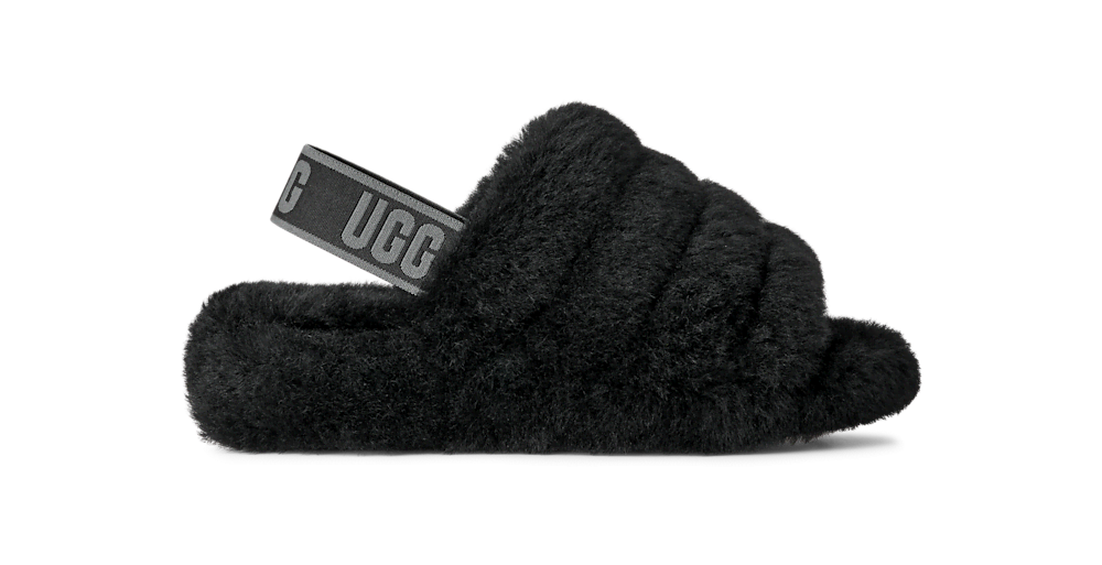 Women's Sheepskin Platform Slide - Black