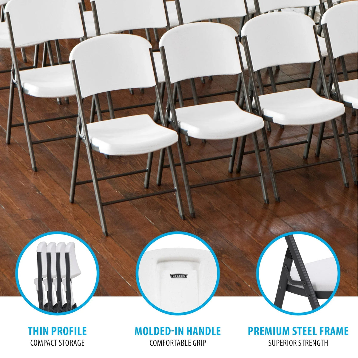 Lifetime Folding Table And Chair Set, 12 8-Foot Tables And 96 Chairs - Pack Of 108