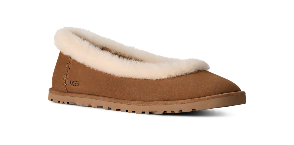 Women's Suede Ballet Flat - Chestnut