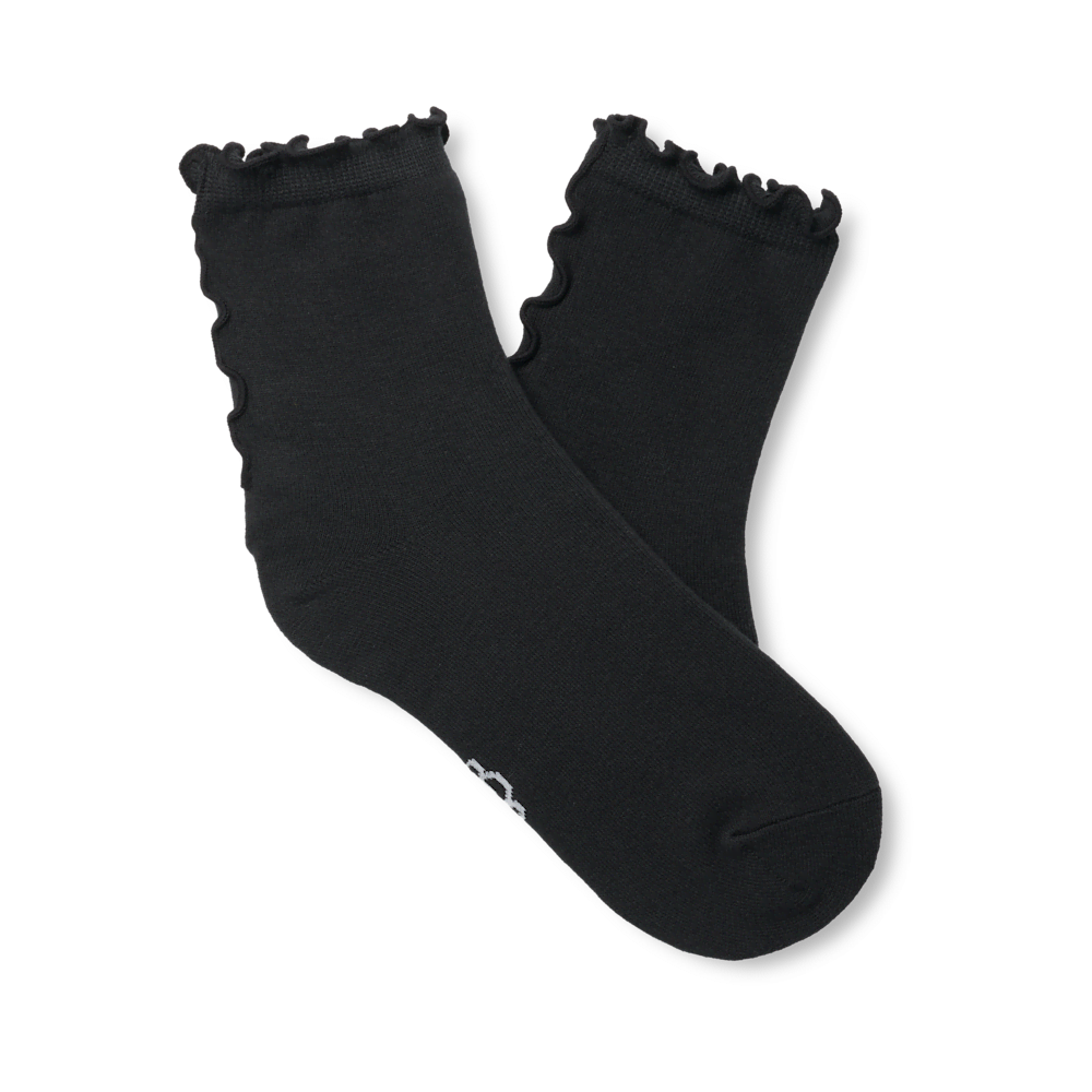 Women's Ruffled Quarter Socks - White Orange