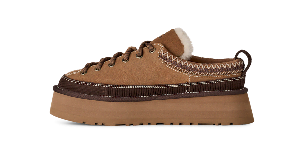 Women's Suede Lace-Up Platform Slipper - Sand