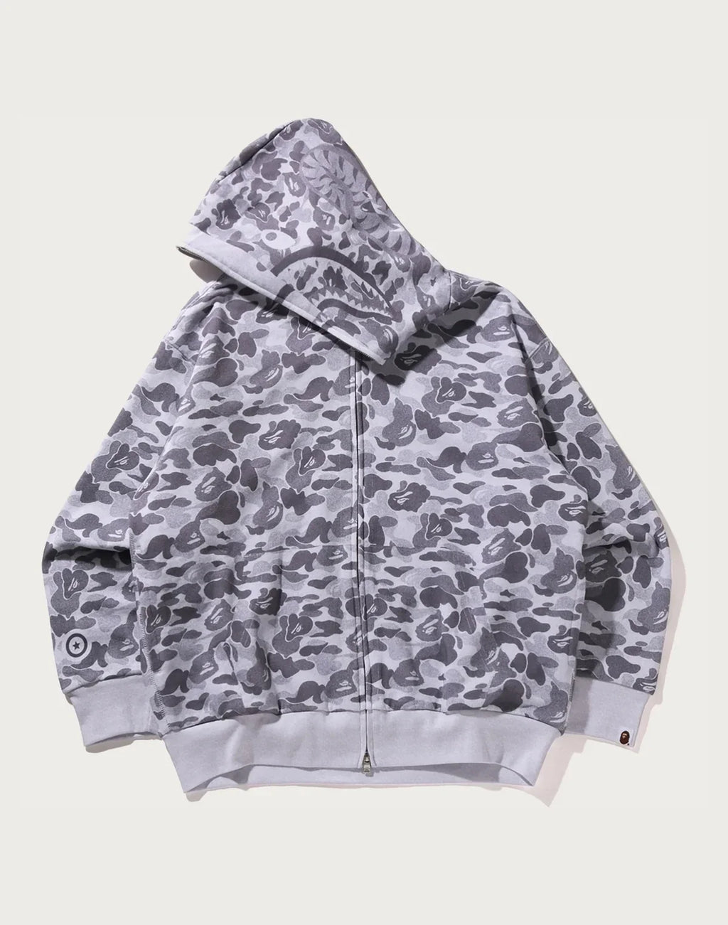 Relaxed Camo Print Full-Zip Hoodie - Black