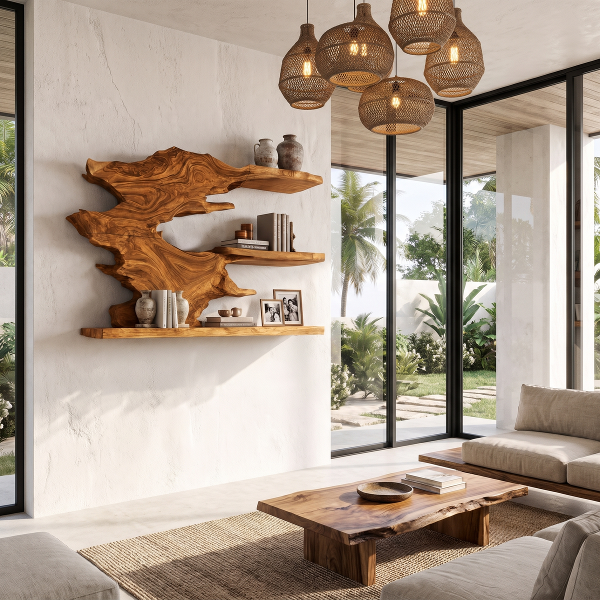 Organic Floating Shelf Display Shelves For Living Room