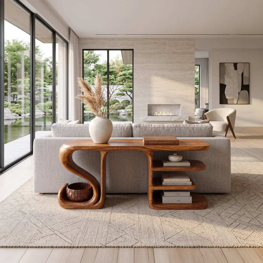 Organic Flow Console Table For Contemporary Hallway
