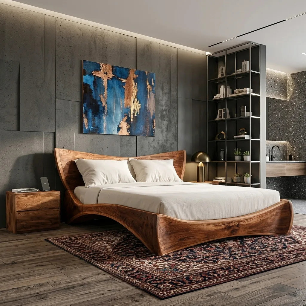 Modern Wooden Platform Bed For Master Bedroom