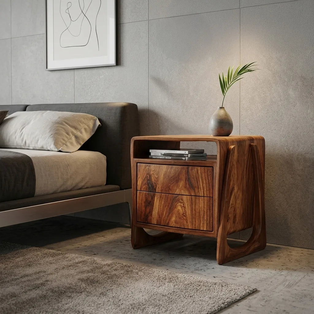 Contemporary Soft Open Frame Nightstand For Bedroom