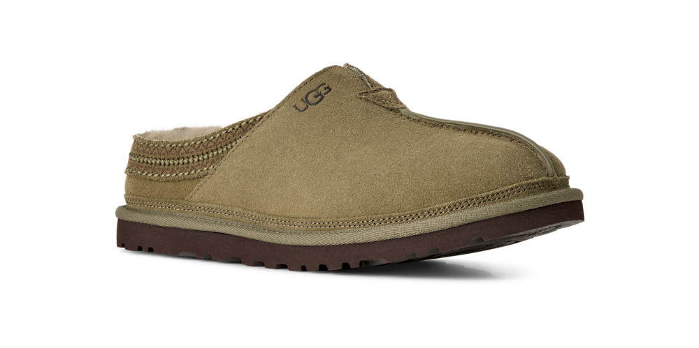 Men's Sheepskin Lined Suede Slip-On - Black