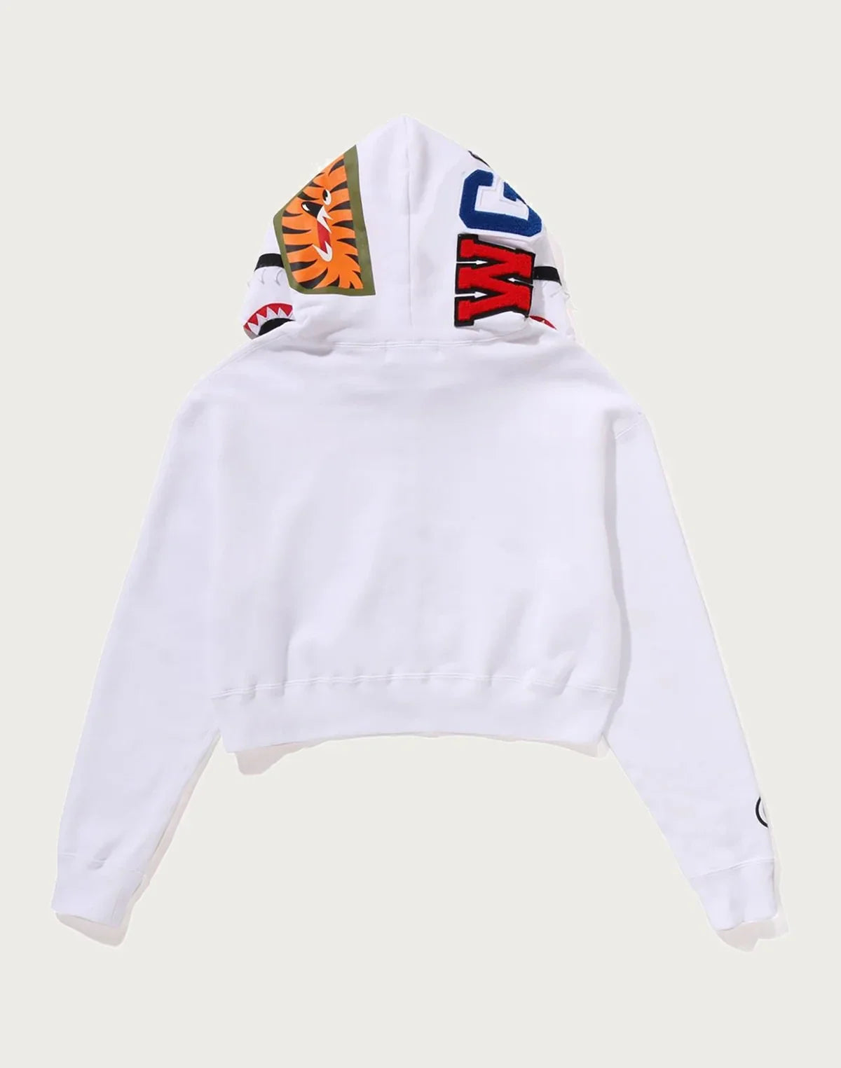 Cropped Full-Zip Graphic Hoodie - Black