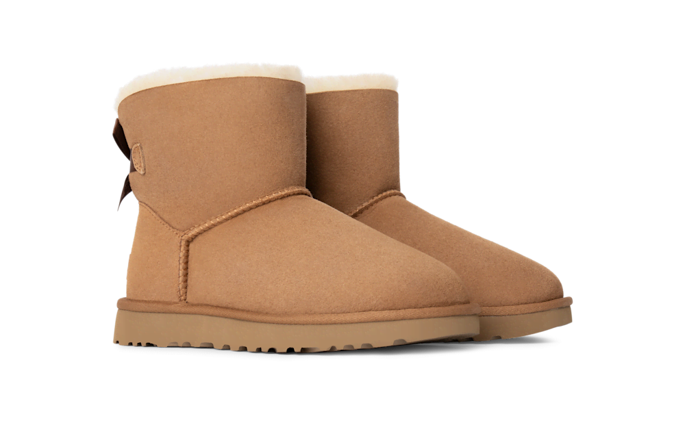 Women's Mini Sheepskin Bow Boot - Moonlight