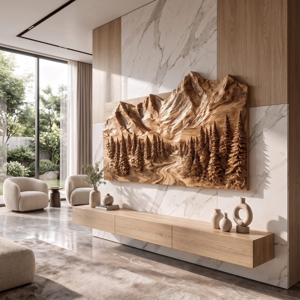 Sculptural Mountain Wall Art For Living Room