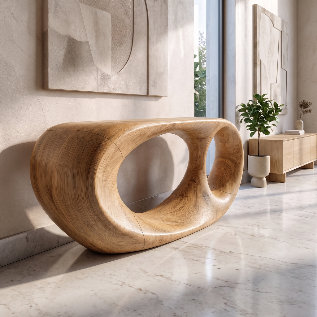 Console Table Organic Double Loop Design For Entryway