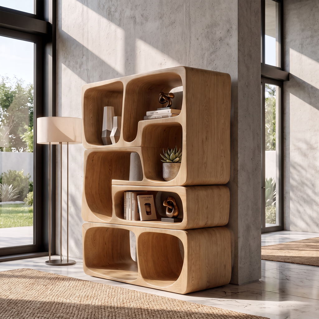 Mid Century Bookshelf Handcrafted Modular Shelves For Home Library