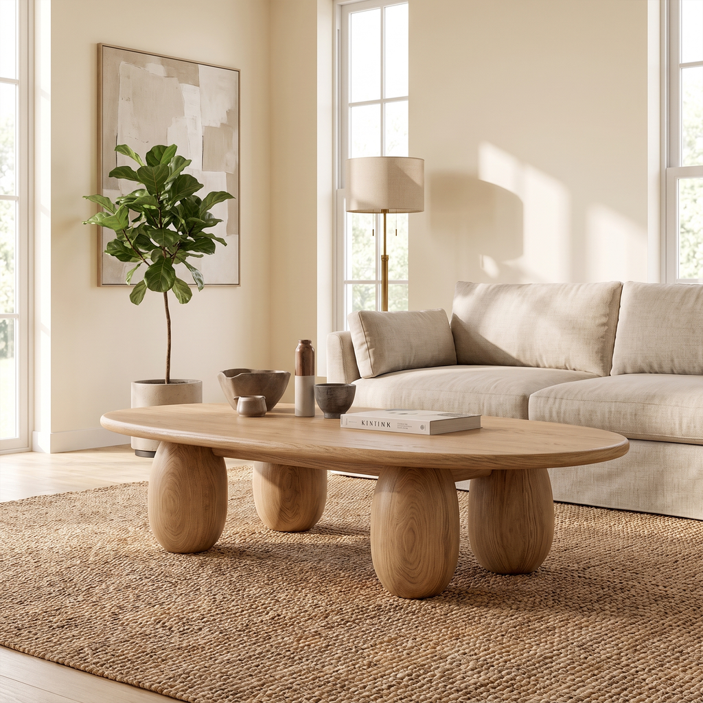Organic Coffee Table With Sculptural Rounded Legs For Living Room And Lounge