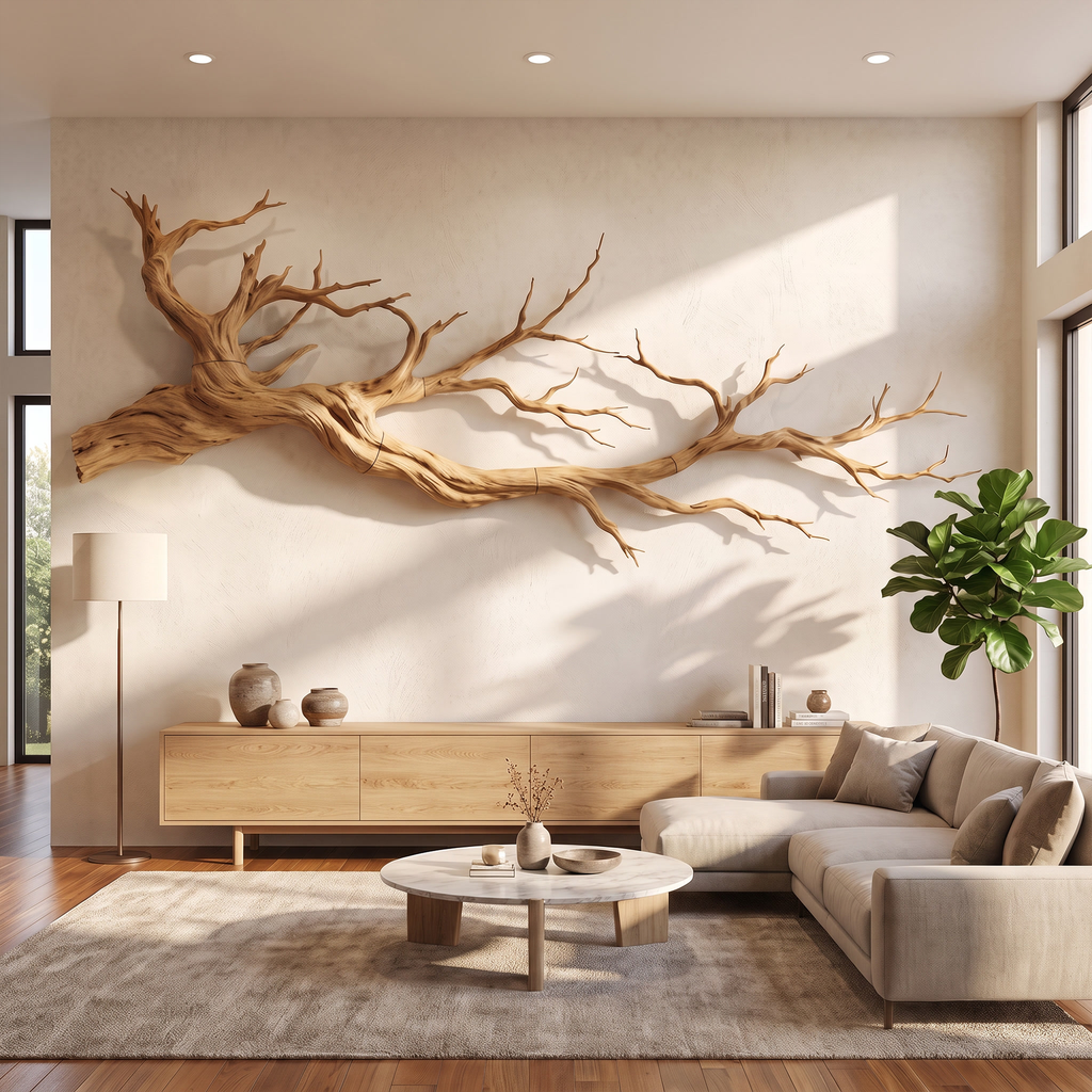 Abstract Tree Limb Solid Wood Wall Art Artistic Interior Accent