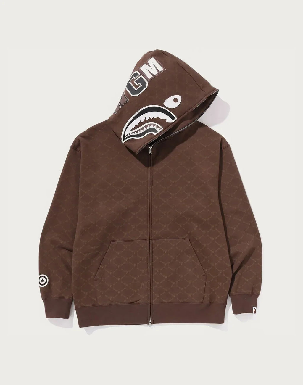 Relaxed Monogram Full-Zip Hoodie - Brown