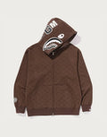 Relaxed Monogram Full-Zip Hoodie - Brown