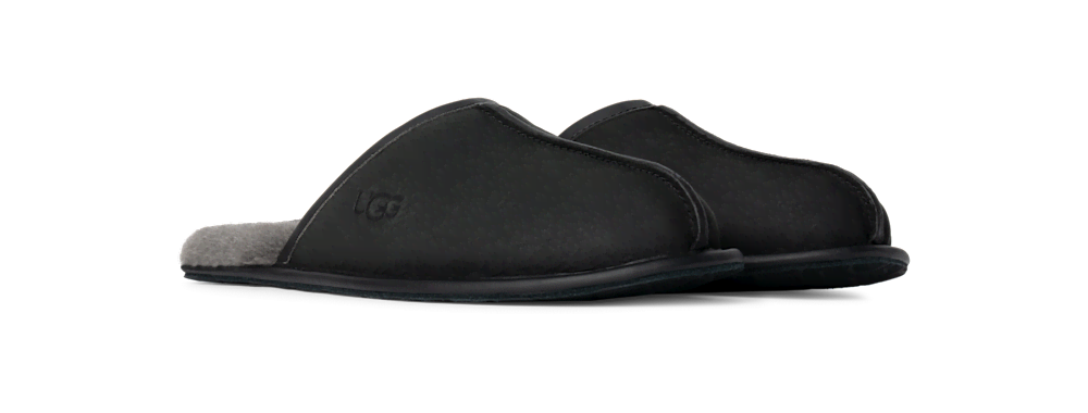 Men's Leather Open-Back Slipper - Black