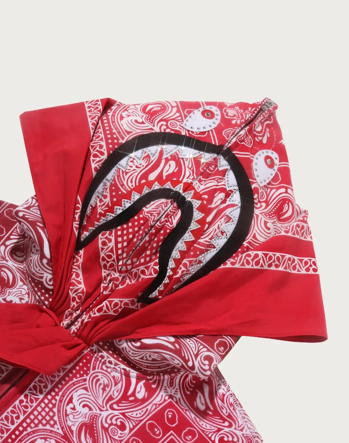 Paisley Full-Zip Graphic Hoodie - Red