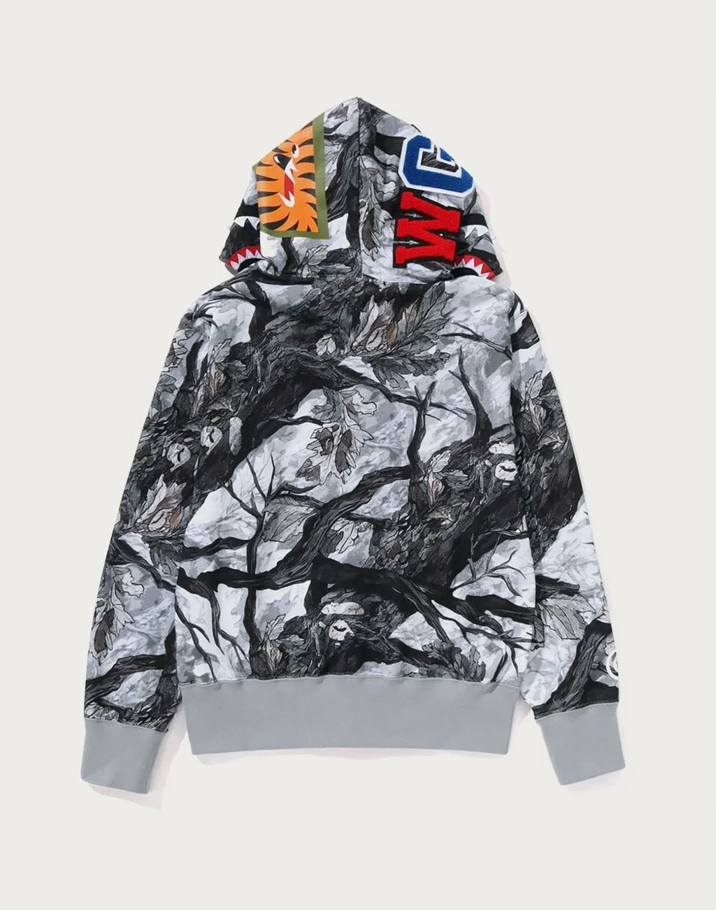 Camo Full-Zip Cotton Hoodie - White