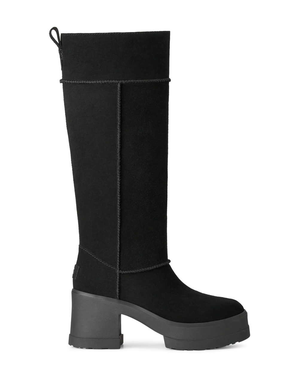 Women's Suede Platform Knee-High Boot - Black