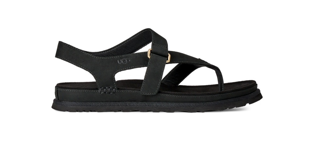Women's Asymmetrical Toe-Post Sandal - Black