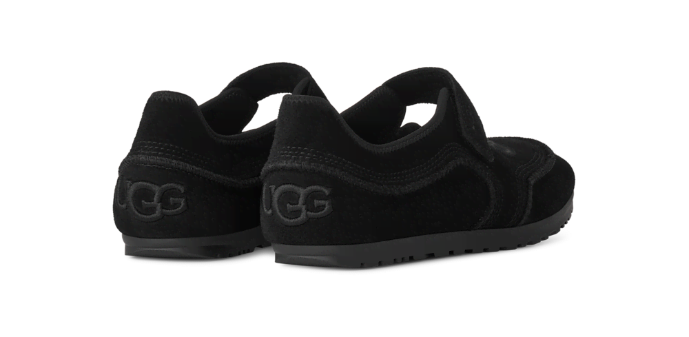 Women's Suede Strap Flat - Black