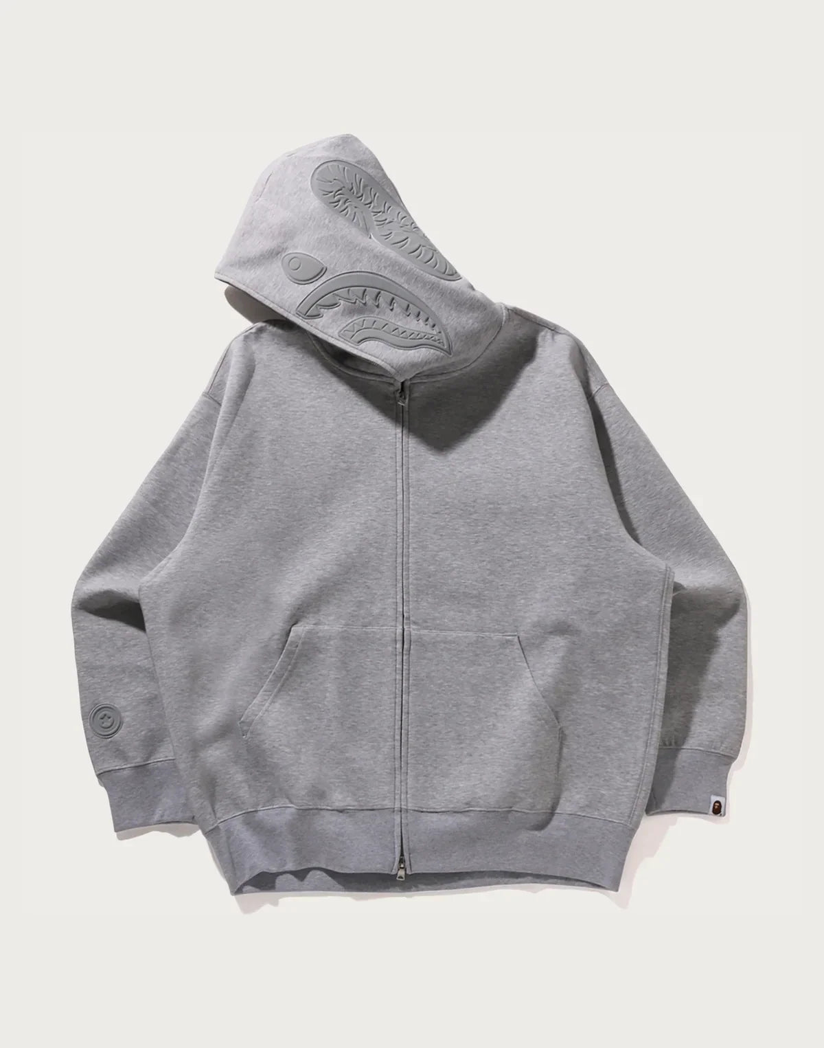 Relaxed Full-Zip Pattern Hoodie - Navy
