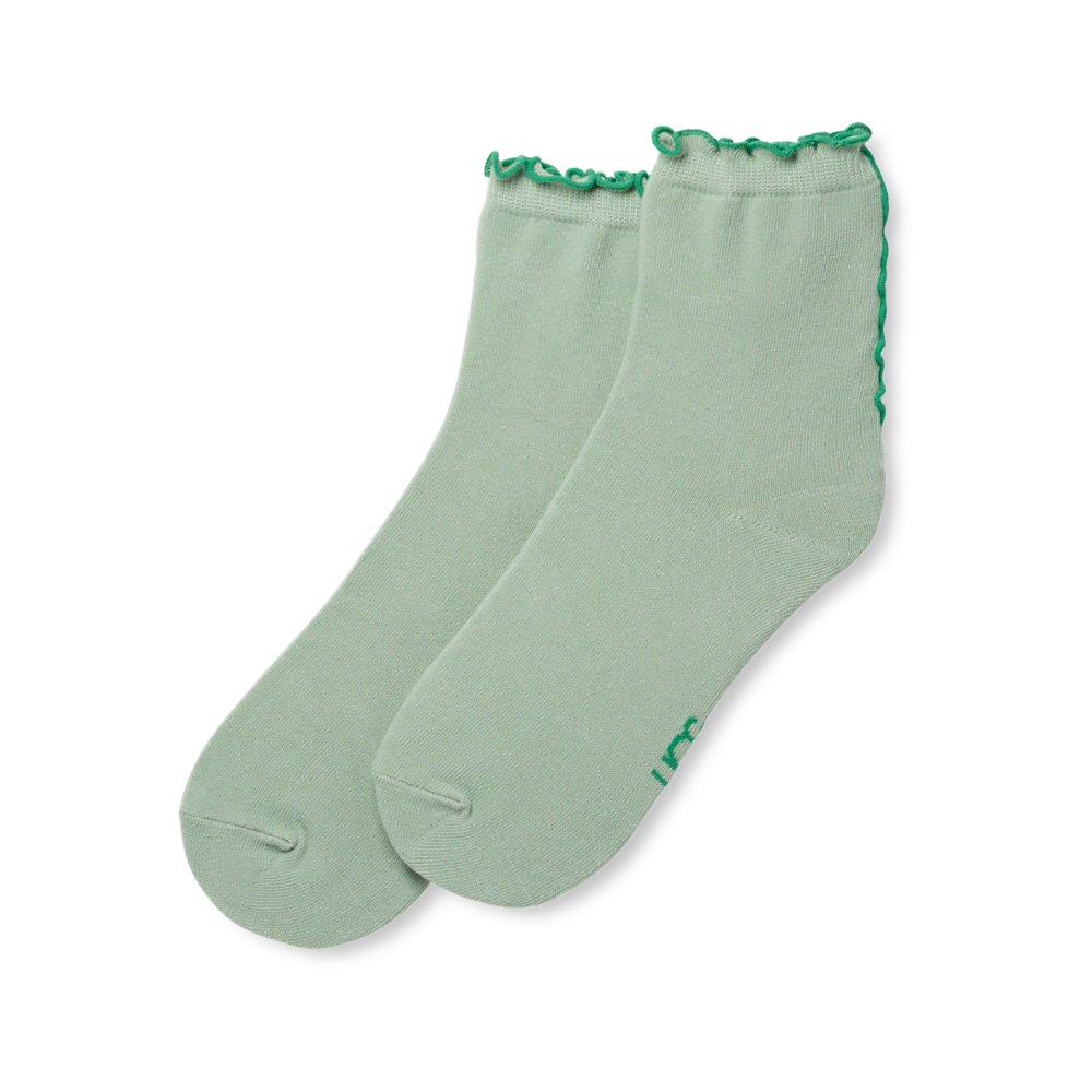 Women's Ruffled Quarter Socks - White Orange