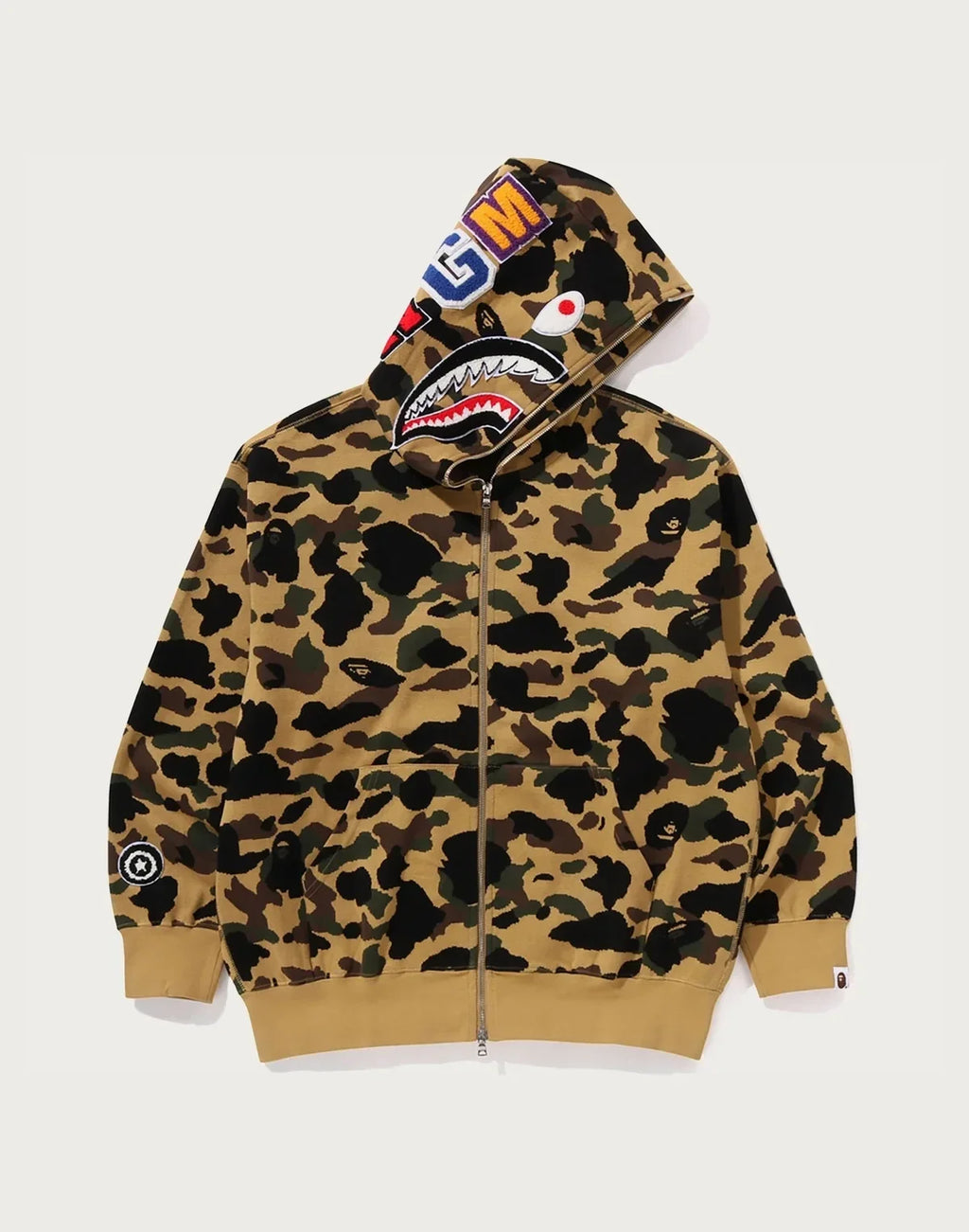 Relaxed Cotton Camo Full-Zip Hoodie - Yellow