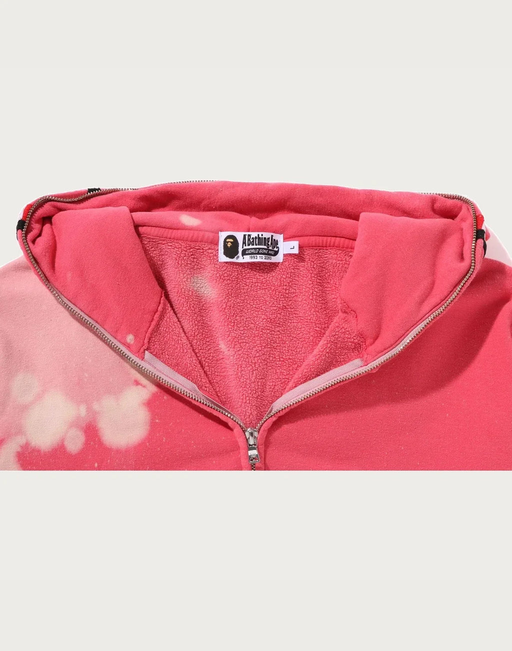 Hand-Dyed Full-Zip Graphic Hoodie - Red