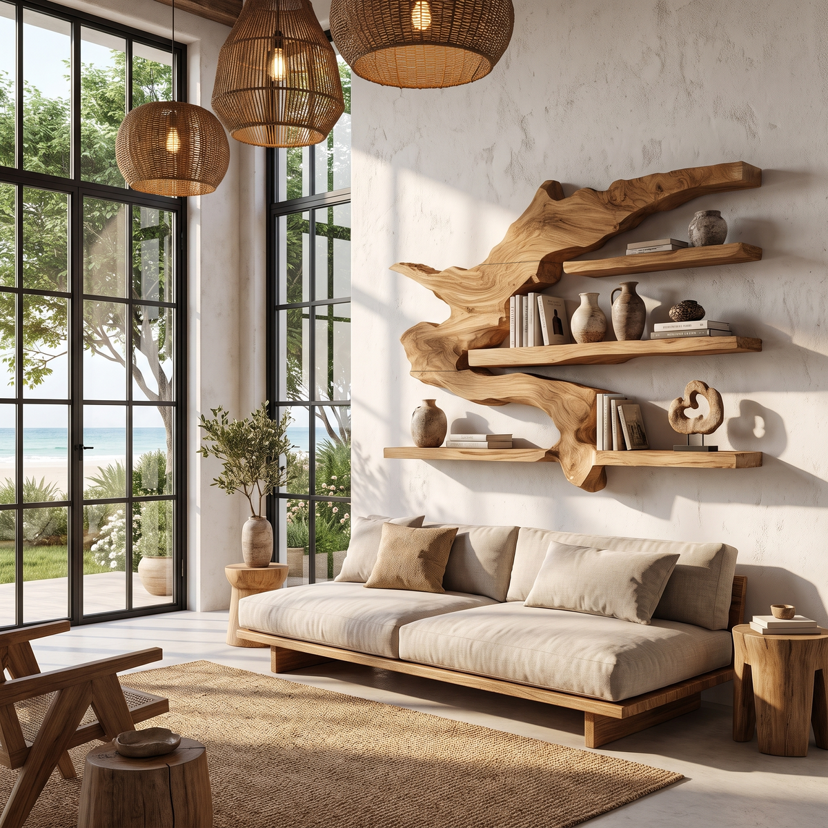 Modern Split Edge Floating Shelf Wall Mounted Display Shelves For Living Room