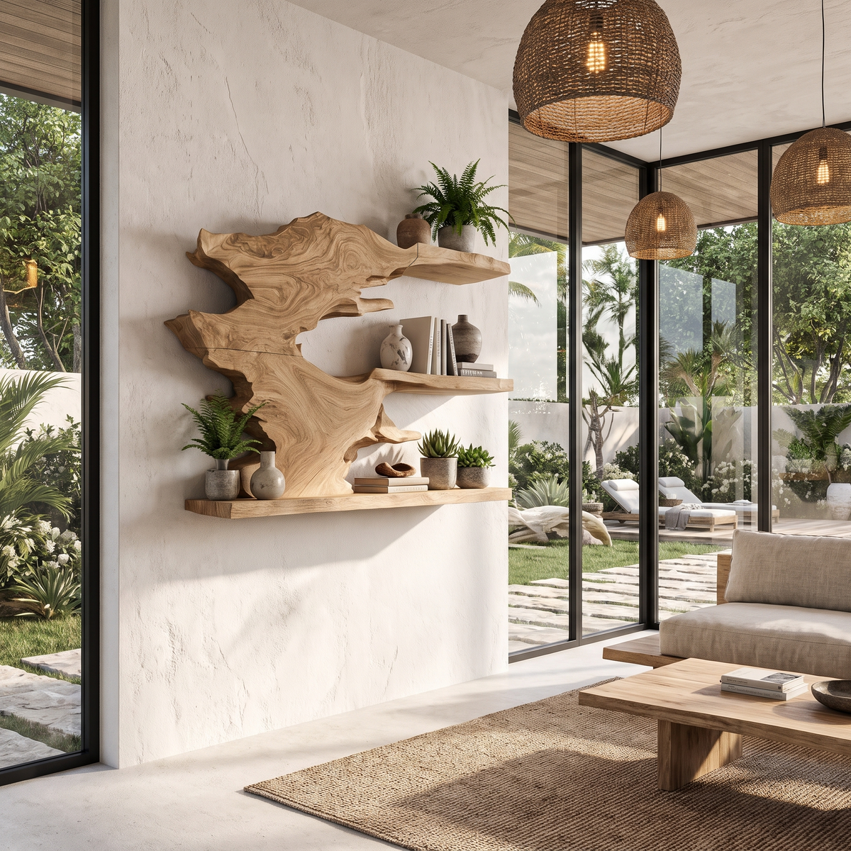 Organic Floating Shelf Display Shelves For Living Room