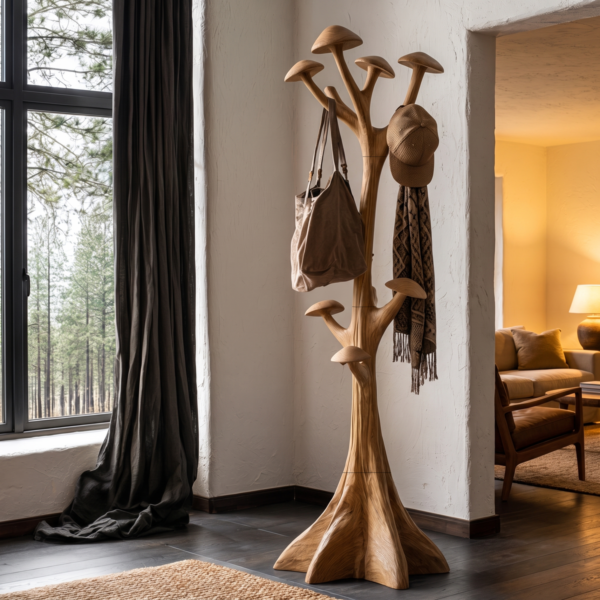 Modern Sculptural Tree Coat Rack Freestanding Design For Entryway Hallway