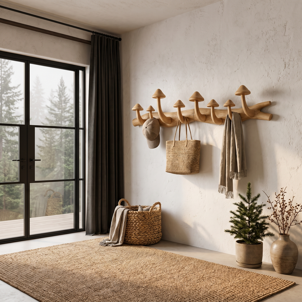 Rustic Wall Mounted Coat Rack Hook Organizer For Entryway Hallway