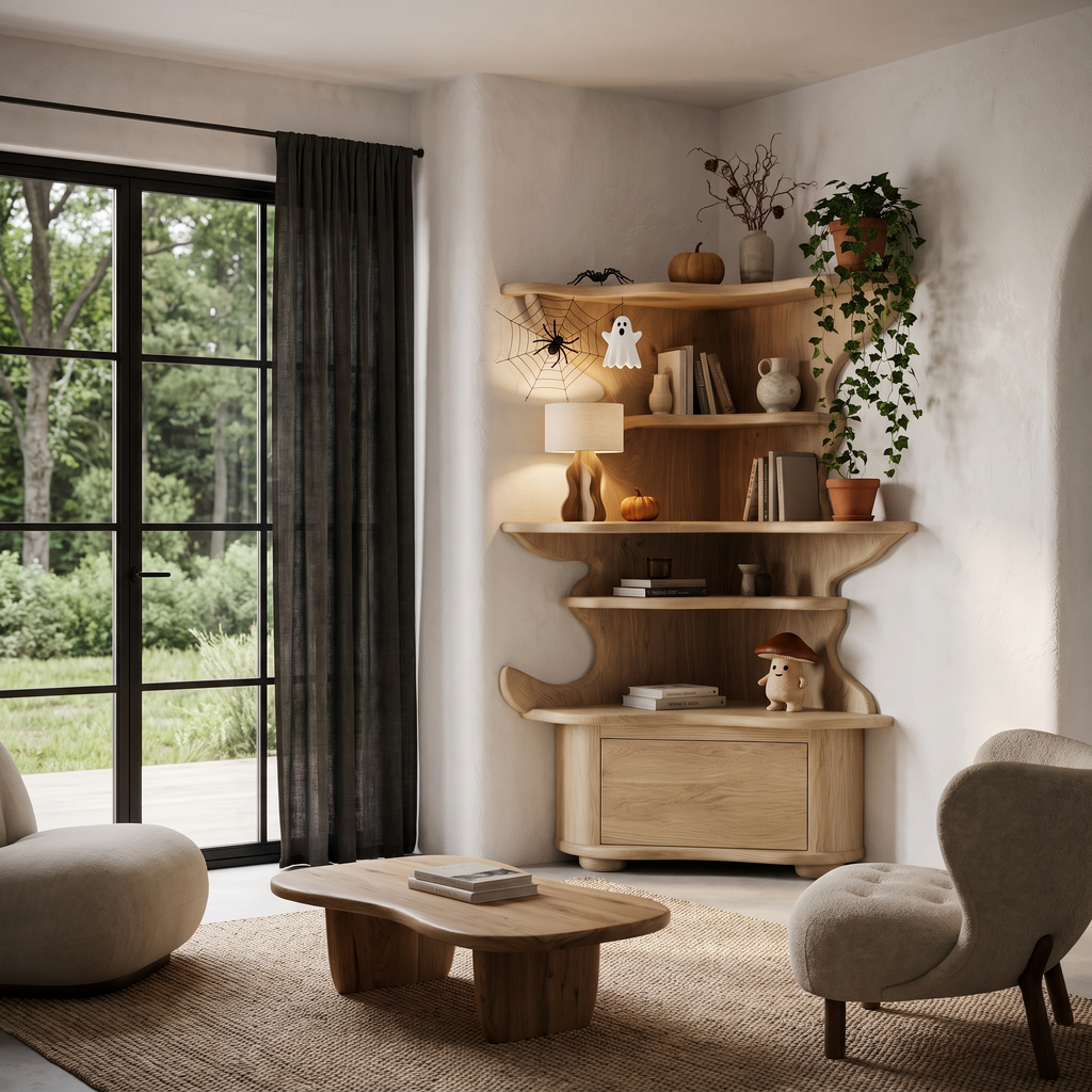 Modern Corner Bookshelf With Drawer Storage For Living Room
