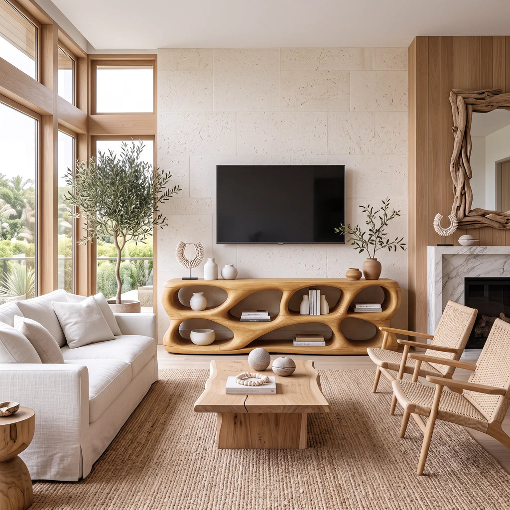 Modern TV Stand Open Storage Loop Design Open For Living Room