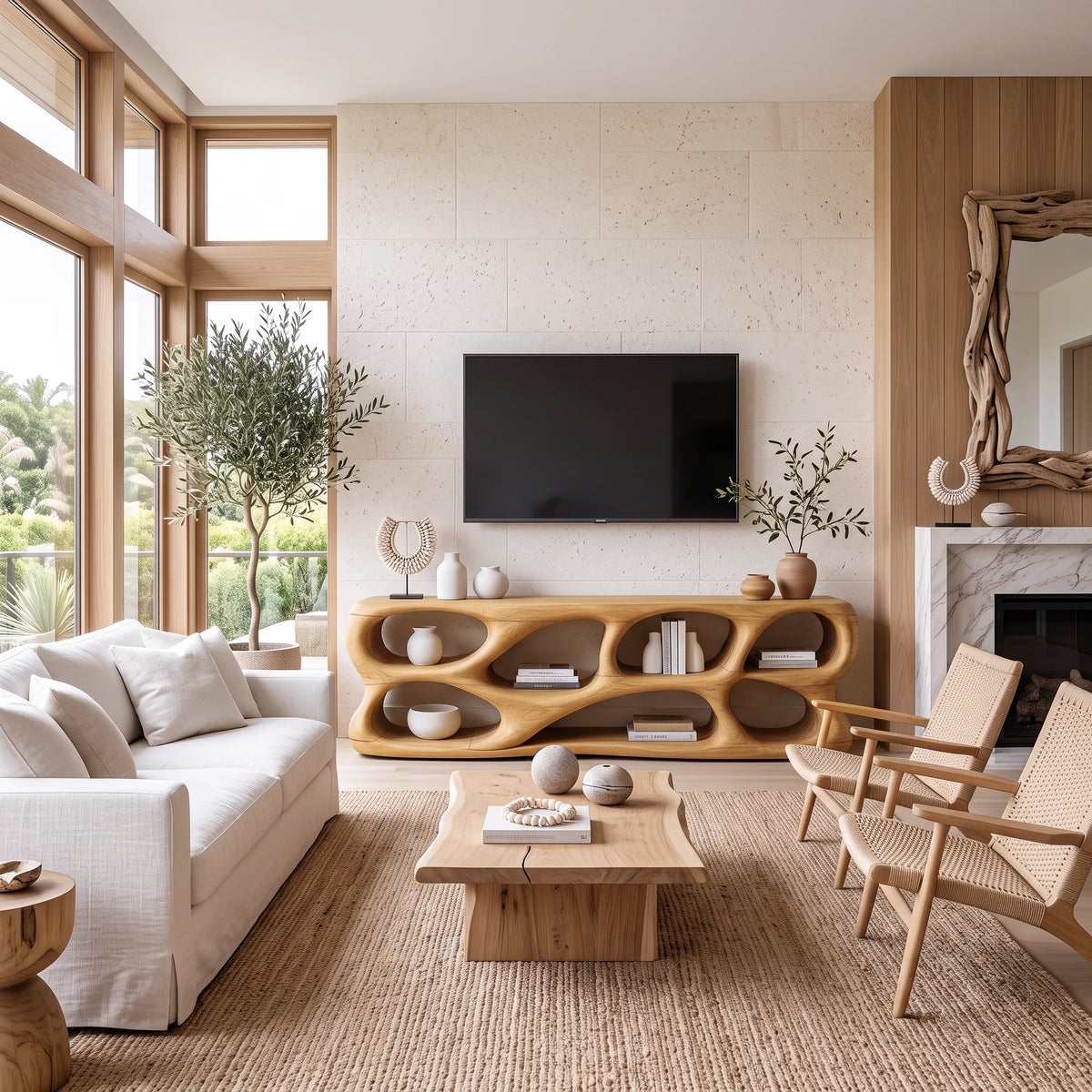 Modern TV Stand Open Storage Loop Design Open For Living Room
