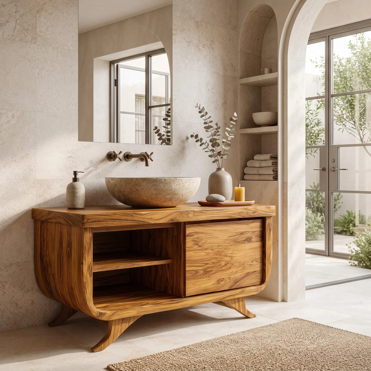 Modern Sculptural Frame Bathroom Vanity For Master Bathroom